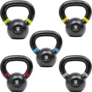 Five different Major Fitness kettlebells
