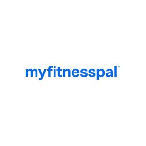 the logo for the nutrition app myfitnesspal, with bright blue lettering