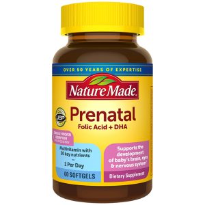 A bottle of Naturemade Prenatal vitamins
