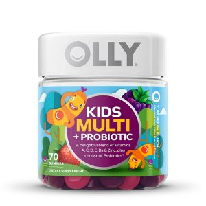 A bottle of Olly Kids Multivitamin Probiotic