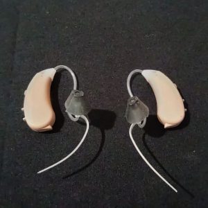 Close-up image of Lexie Lumen hearing aids