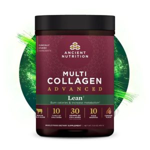 ancient nutrition multi collagen advanced lean on a white background
