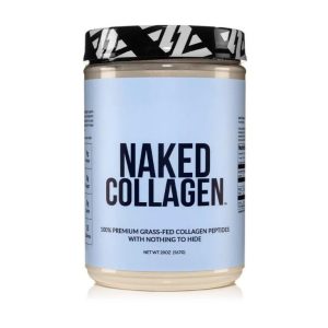 naked nutrition collagen peptides protein powder on a white background