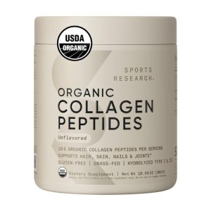 sports research organic collagen peptides on a white background