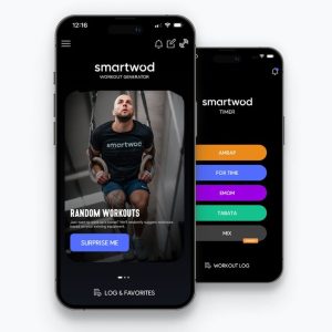 free workout app smart wod showing app screen grabs of content