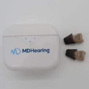 MDHeaering NEO XS hearing aids and case