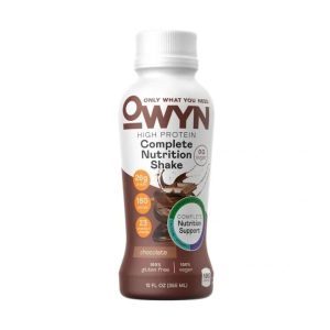 meal replacement shake owyn high protein on a white background