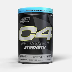 a canister of Cellucor C4 Ultimate Strength pre-workout powder