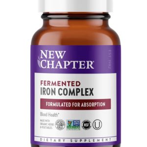 A bottle of New Chapter fermented iron complex supplements.