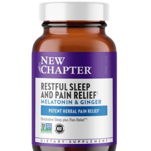 A bottle of New Chapter Restful Sleep and Pain Relief