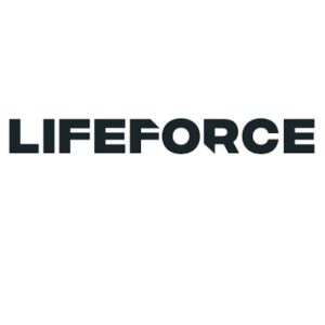 A white logo with bold black text "LIFEFORCE" placed against a plain white background.
