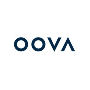 A logo with the text "OOVA" in dark blue, placed against a plain white background.