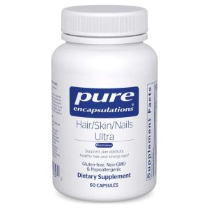 the pure encapsulations hair/skin/nails ultra supplement against a white background
