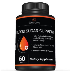 the sunergetic blood sugar support supplement against a white background