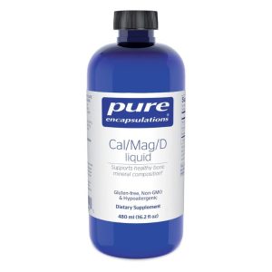 a bottle of pure encapsulations liquid calcium supplement on a white background
