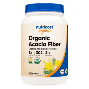 Nutricost Organic Acacia Fiber - Organic acacia fiber powder in a 2 lb container
