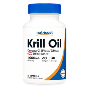 Nutricost Krill Oil - 1000mg Omega-3 EPA/DHA supplement, 60 softgels, 30 servings
