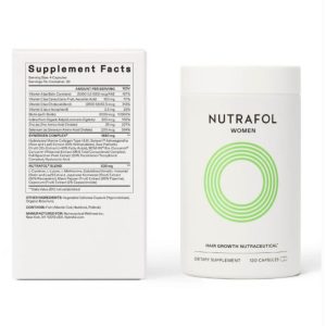 white bottle with a green circle nutrafol women