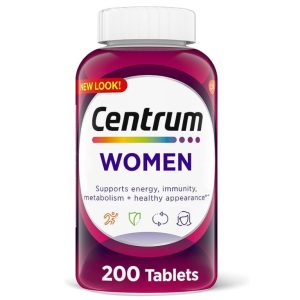pink and white bottle with centrum women logo